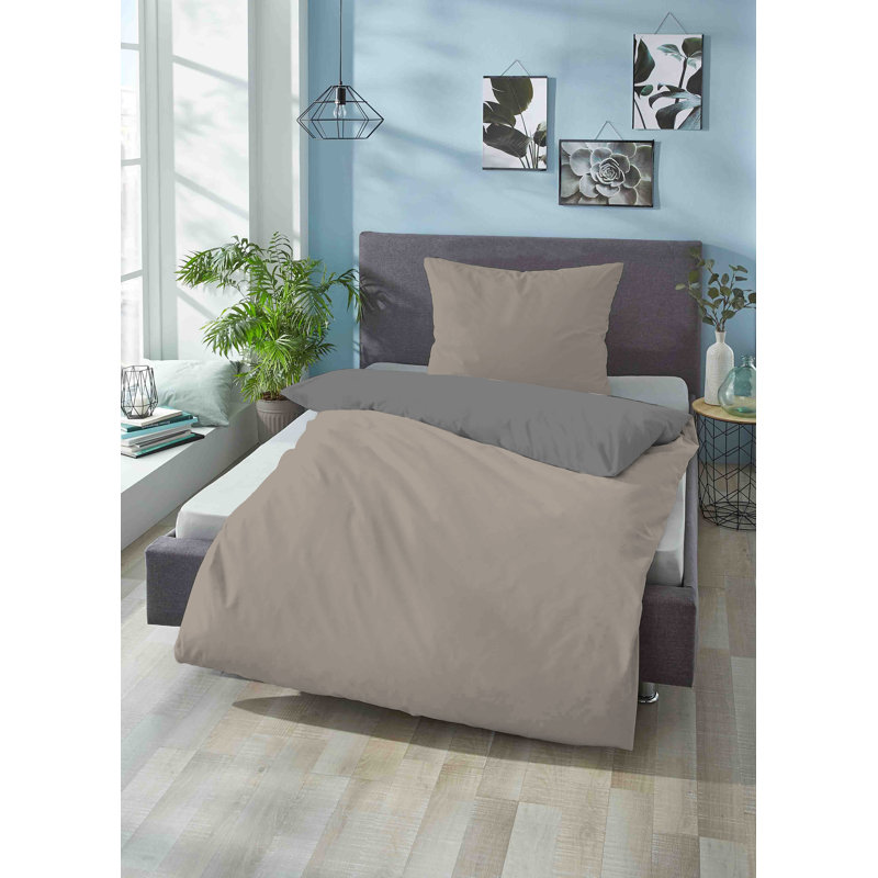 Duvet Cover Set, 155 x 220 cm - 1 Pillowcase (80 x 80 cm), Taupe