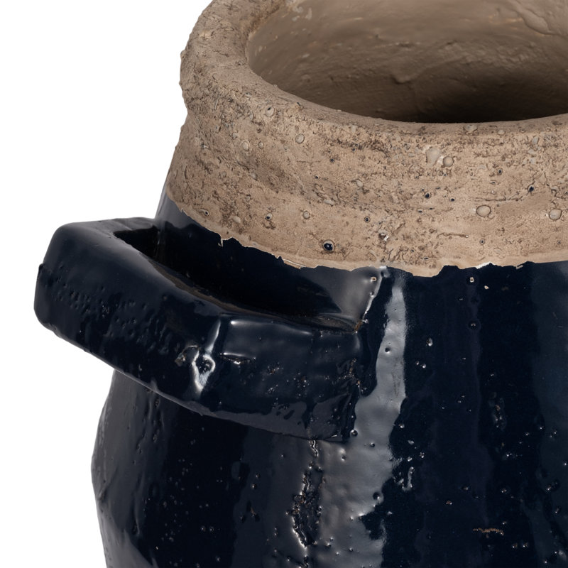Vase craquelé en terre cuite de 11 po August Grove®, Blanc, Hauteur totale - H 14 po