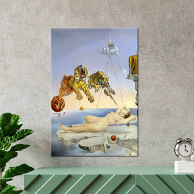 Personalized Grandma Gift of Surreal Canvas Art Featuring Dali Pomegranate and Flight of a Bee Wall Hangings for Unique Home Decor