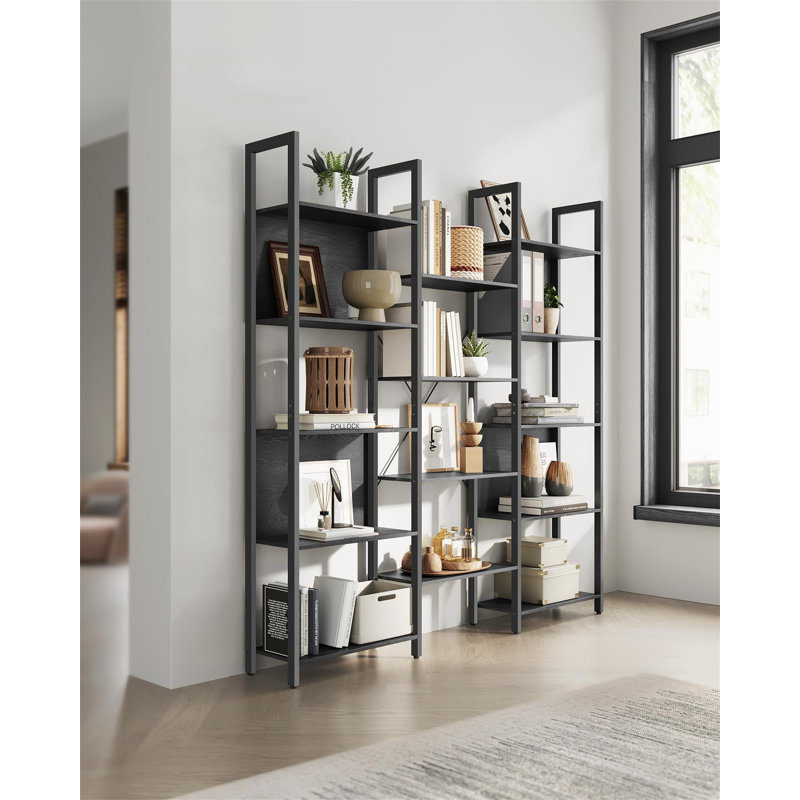 Annastaziah 166cm H x 158cm W Ladder Bookcase, Black