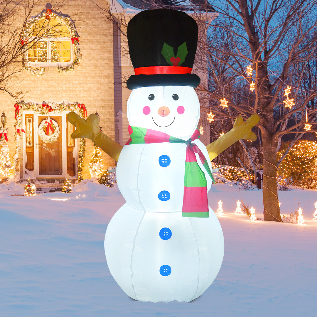 Christmas Inflatable Giant Snowman Inflatable Cute Blow Up Snowman with LED Lights GOOSH 