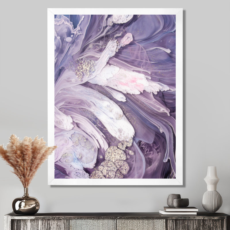 Mauve liquide Art Ripples - art mural moderne sur toile, Impression encadrée, H 20 po x l 12 po, Blanc