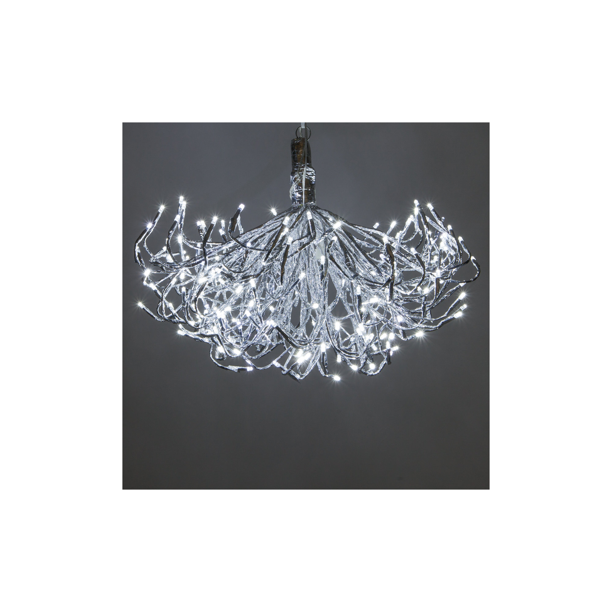 LED Twinkle Light Indoor/Outdoor Starburst Lighted Branch, Silver/Cool White, 24"