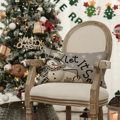 Housse de coussin de Noël bonhomme de neige à pois de Noël «I Smell Snow», housse de coussin de vacances d'hiver de 12 po x 20 po pour canapé
