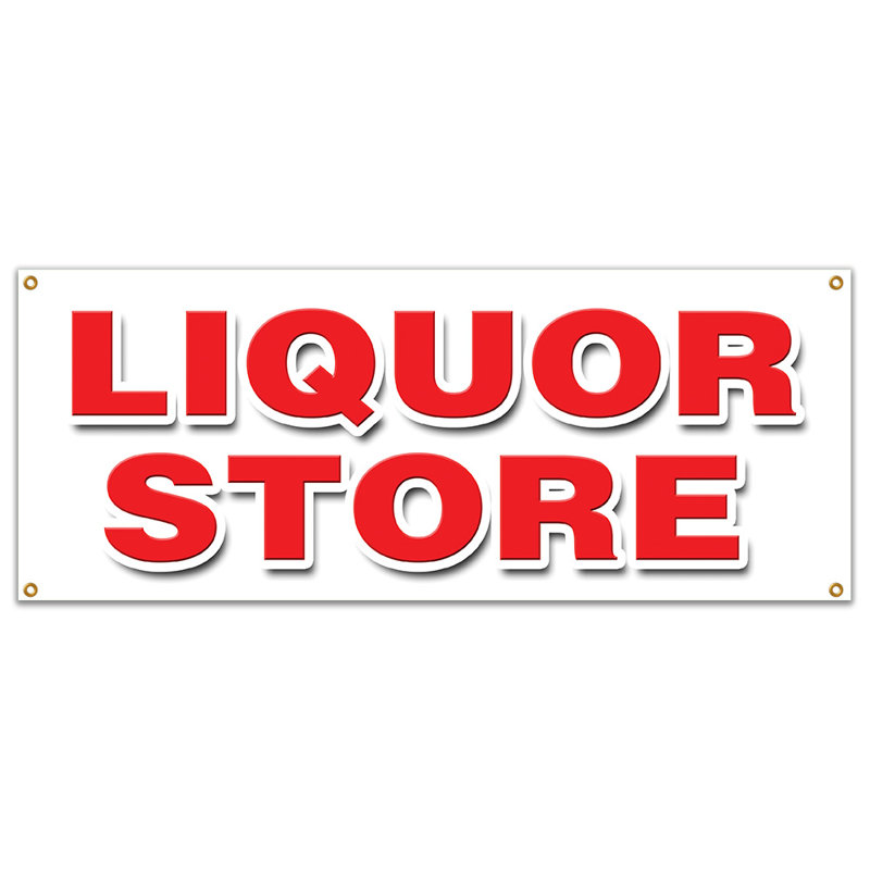 Enseigne bannière Liquor Store, H 18 po x l 48 po x P 0,1 po