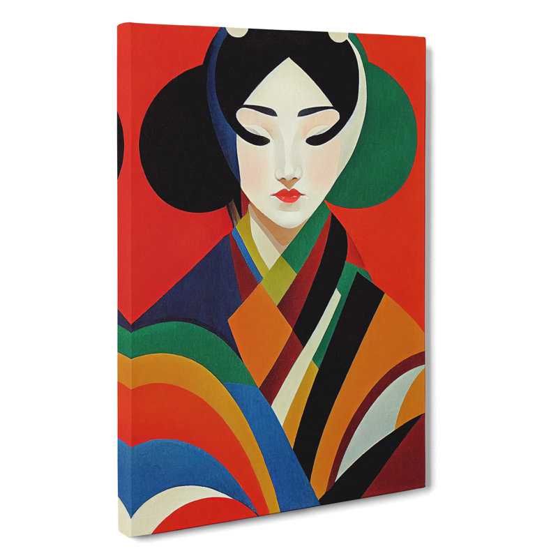 Geisha In Abstract No.5 - Wrapped Canvas, 50cm H x 35cm W x 3cm D