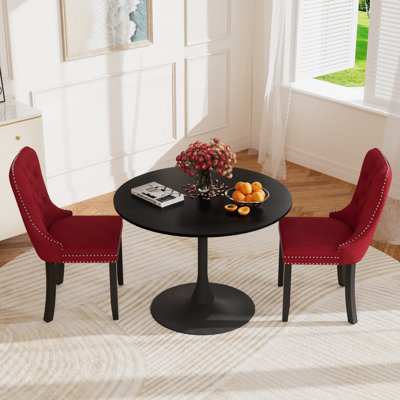 Round Pedestal Dining Set with 2 chairs