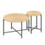 Ensemble de 2 tables basses et tables de bout à motif Radial avec rangement imperméable en tissu, bois de chêne naturel et finition blanc antique