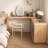 Solid Wood L-shaped Desk with Storage Cabinet & Dressing Table
