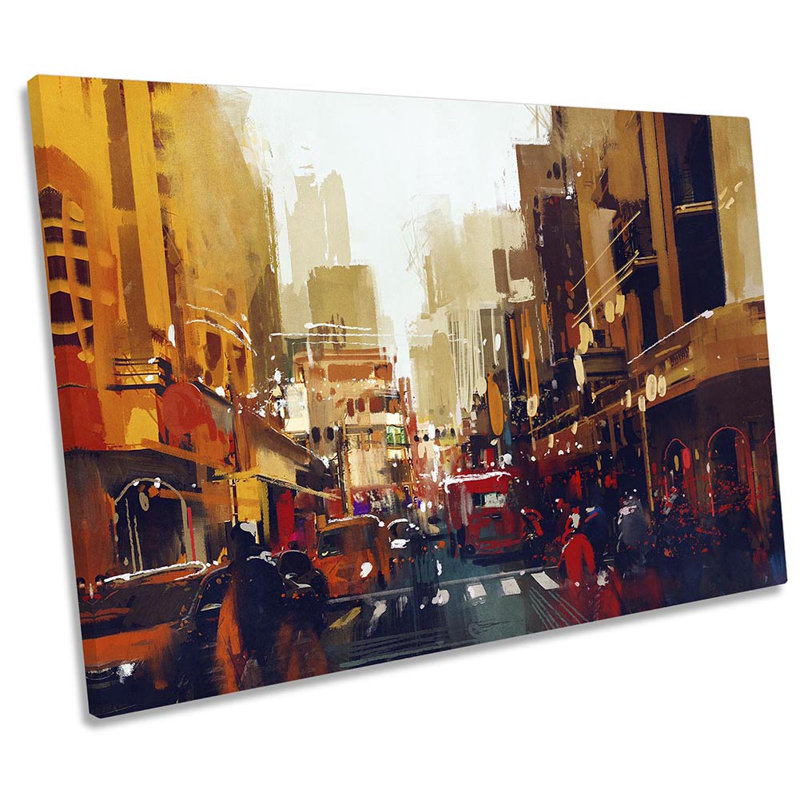 Urban City Street Grunge - Wrapped Canvas Painting, 30.5cm H x 45.7cm W x 2cm D