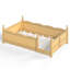 Lit simple Montessori avec garde-corps pleine longueur et tablette de rangement latérale intégrée pour enfants