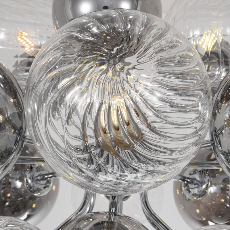 Lustre sphérique à intensité variable en verre bullé 11 lumières Modern