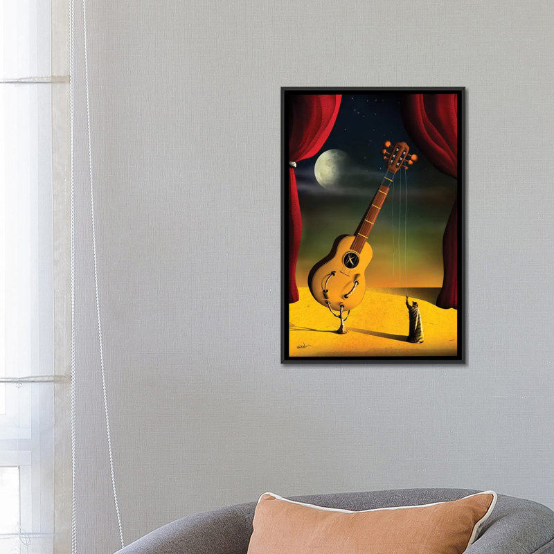 « violao guitare », impression sur toile, H 26 po x l 18 po x P 1,5 po, Toile avec cadre noir, Pas de tapis