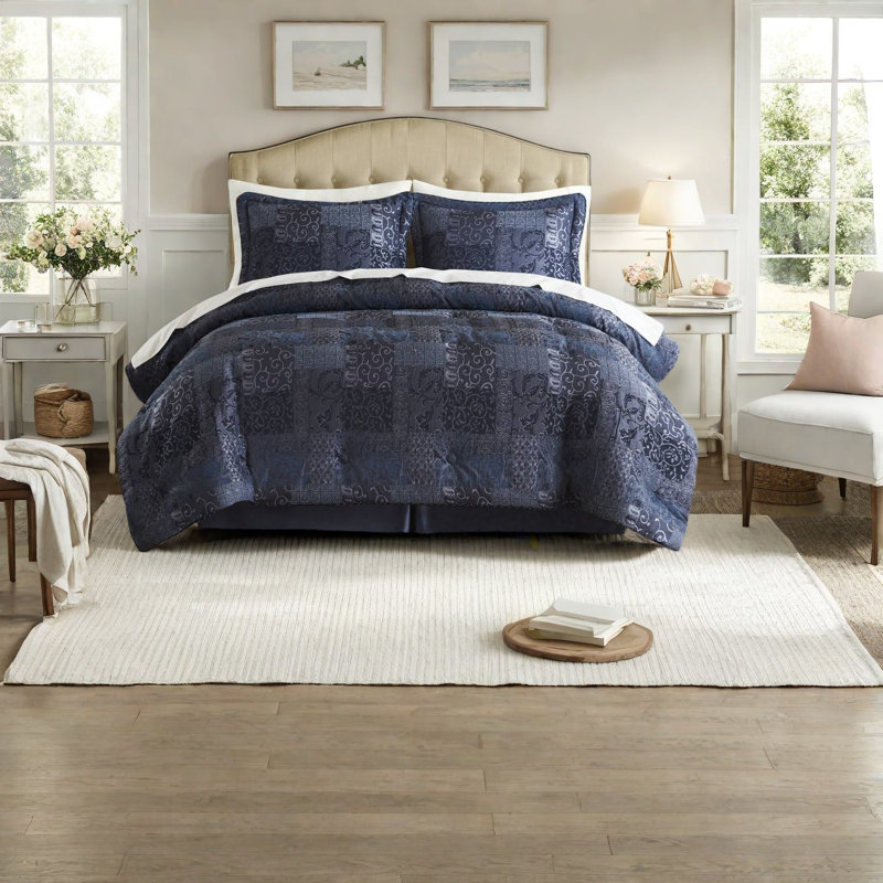 Ensembles de literie bleu marine de qualité supérieure, confort en polyester, décoration intérieure moderne