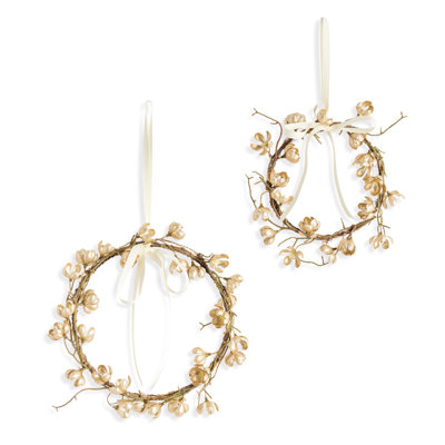 Barreto GILDED CHERRY BLOSSOM WREATHS Set of 2