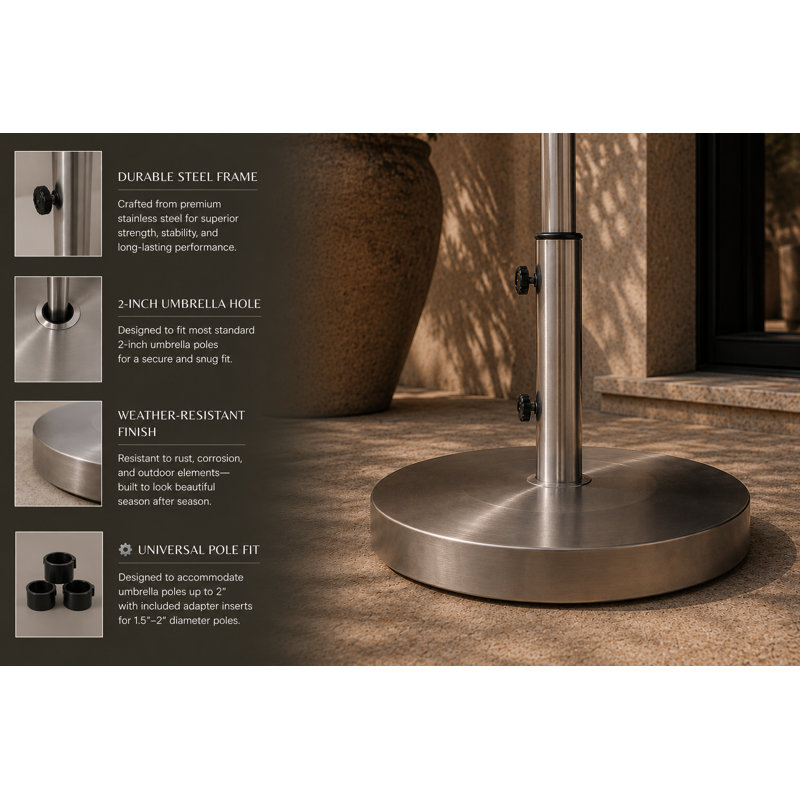 Aynura 55 lb. Steel Free-Standing Umbrella Base – Heavy-Duty Modern Outdoor Stand with Clean Contemporary Aesthetic