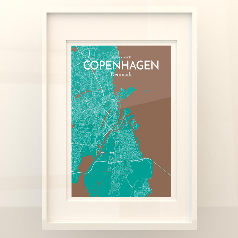 Copenhagen City Map In Nature - No Frame Print, 27.6cm H x 19.7cm W x 0.05cm D