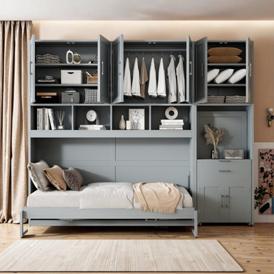 Murphy Bed With Desk, Cabinet And Bookcase