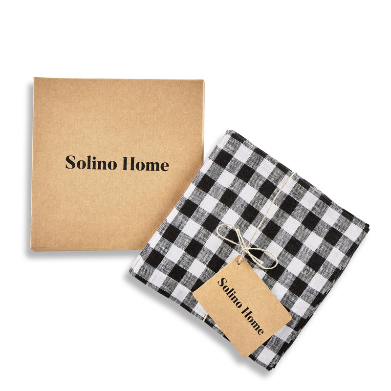 Dru - Cotton Linen Plain Cocktail Napkins, Black