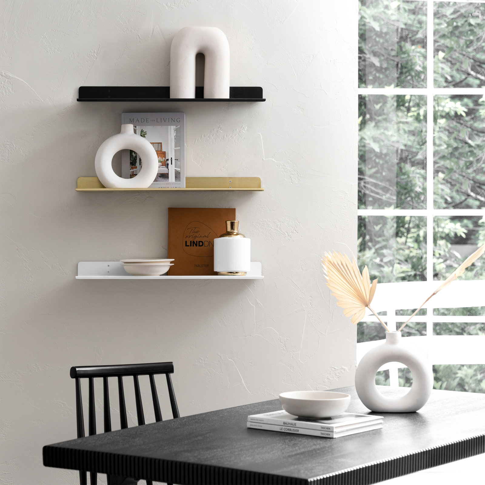 Maja Display Floating Shelf, Black, 2" H x 36" W x 6" D