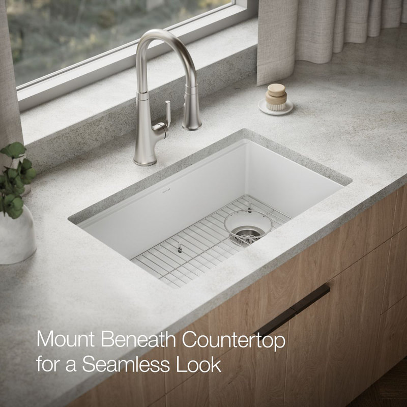 Billings Undermount Single-Bowl Kitchen Sink, White/Gray