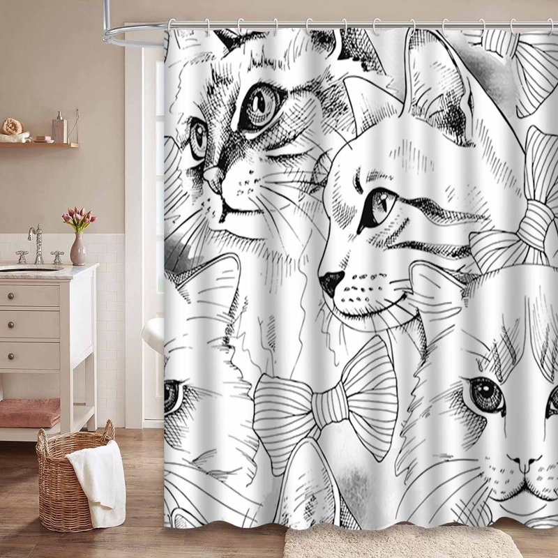 Rideau de douche Cats Tie, L 72 po x l 72 po