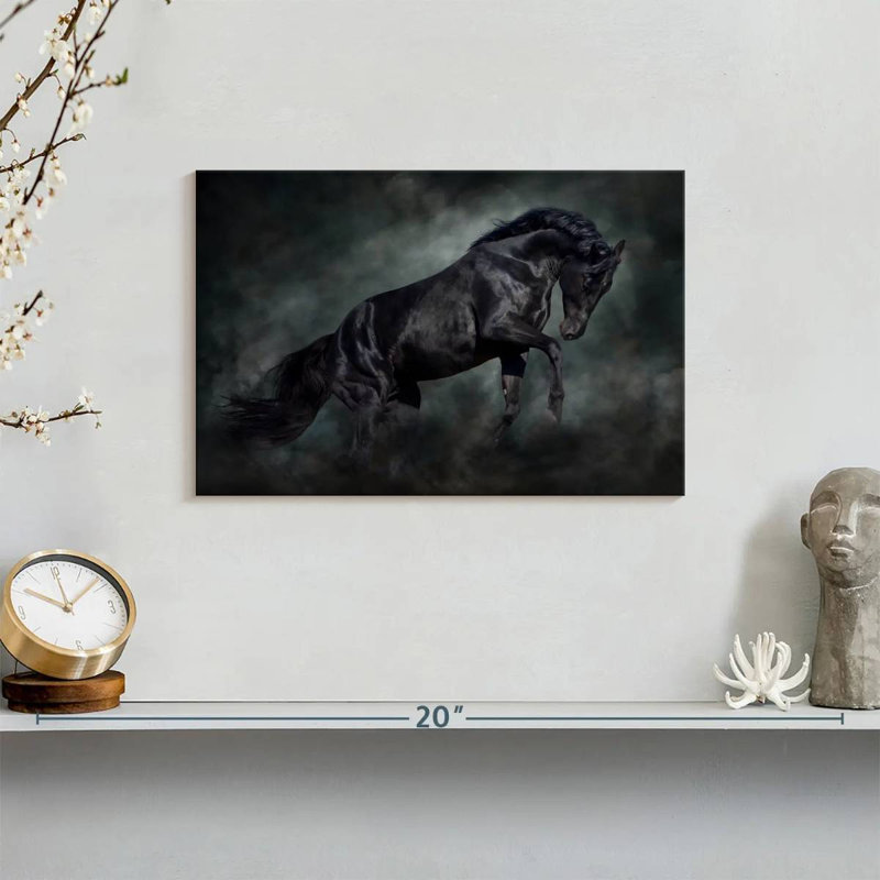 Brampt Prancing Black Horse, 8" H x 12" W
