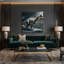 «Dinosaur Therizinosaurus», art mural sur toile noire-2119539704