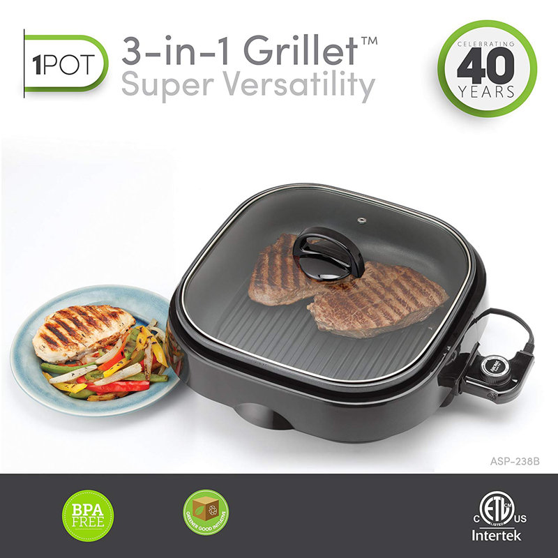 Aroma 3 Qt. 3-in-1 Grillet with Lid