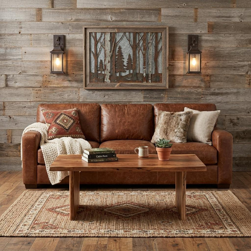  Table basse 51 po en bois massif brun - style transitionnel