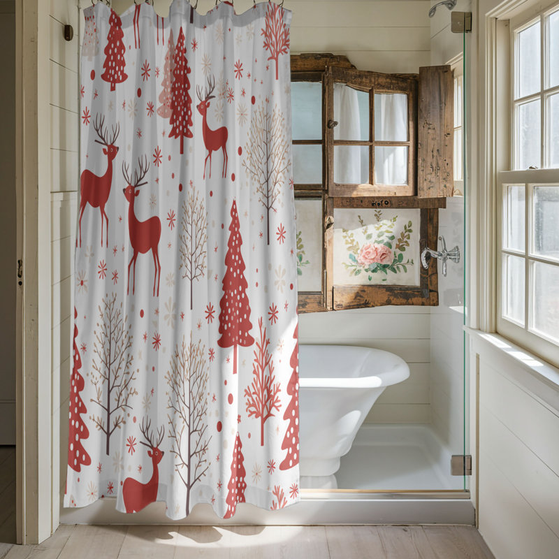 Rideau de douche Retro Xmas - Premium, H 74 po x l 71 po