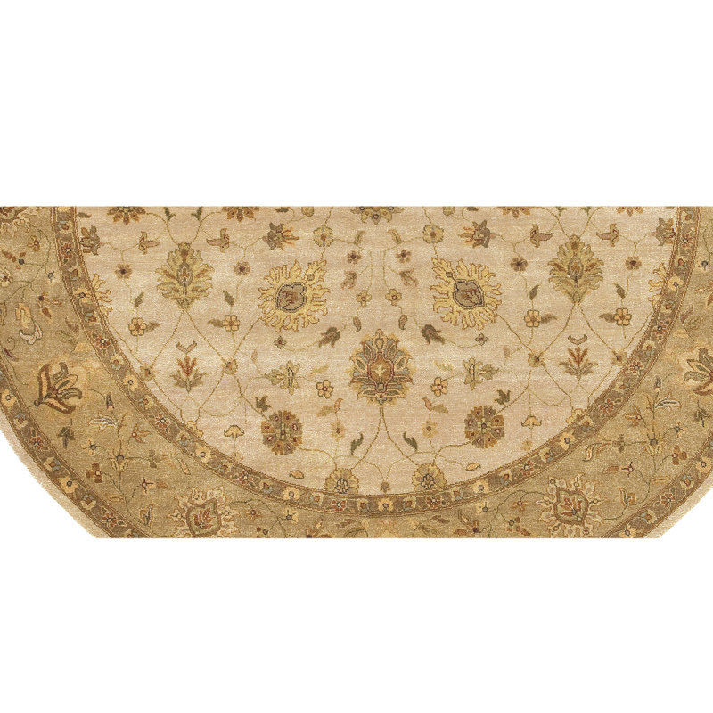 Tapis en laine ivoire / olive / brun / or, Rond 12 pi