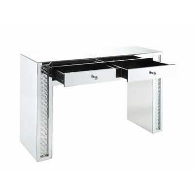 Bureau de coiffeuse en miroir avec 2 tiroirs de rangement