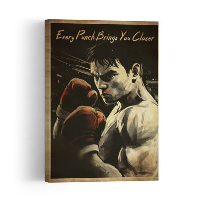 Intense Boxer Contemporary Wall Art Print 1 Piece Wrapped Canvas Wall Art