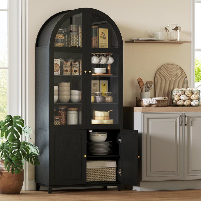 Armoire de cuisine arquée de 71 po de hauteur, Noir