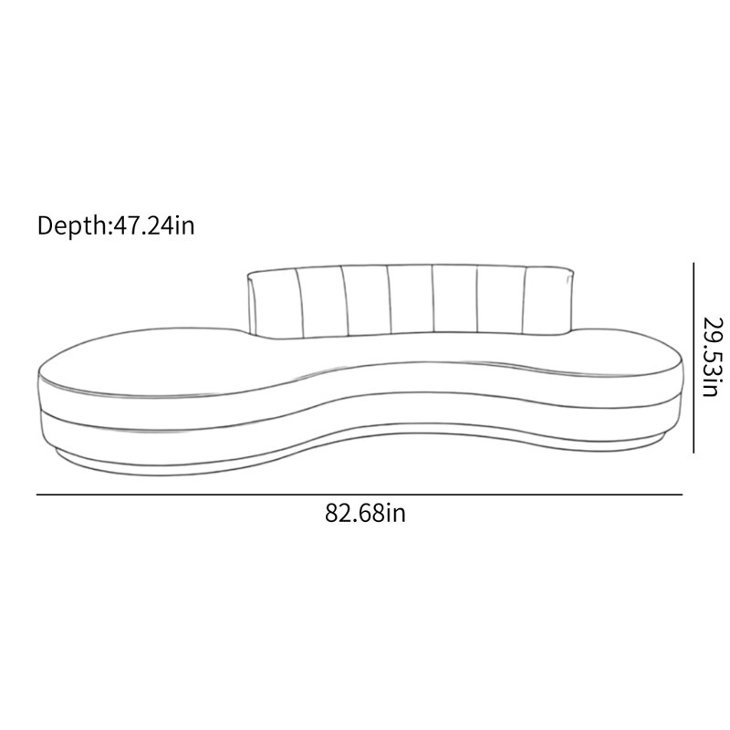 Canapé moderne bleu clair de luxe moderne, H 29,53 po x l 82,68 po x P 47,24 po