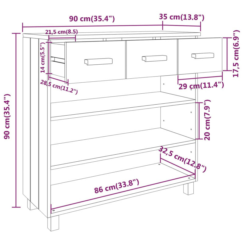 Hassanah 90cm Console Table, Dark Grey