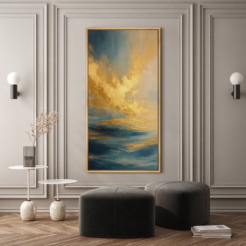 "Ocean Abstract Art", très grandes photos, impression sur toile encadrée, H 60 po x l 30 po, Naturel