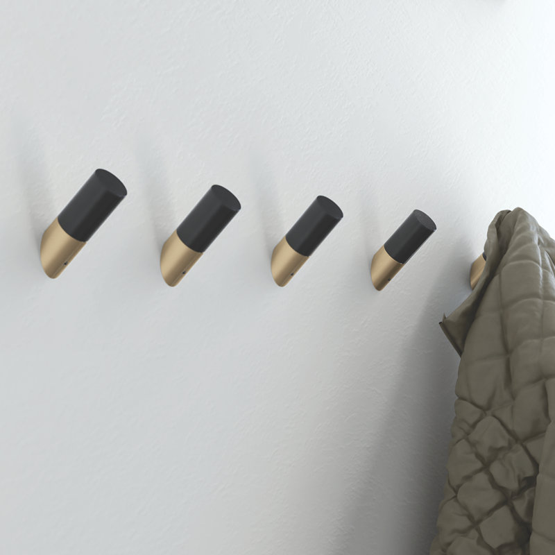 Keniyah Solid Wood Wall Wall Hook, Champagne Bronze/Black