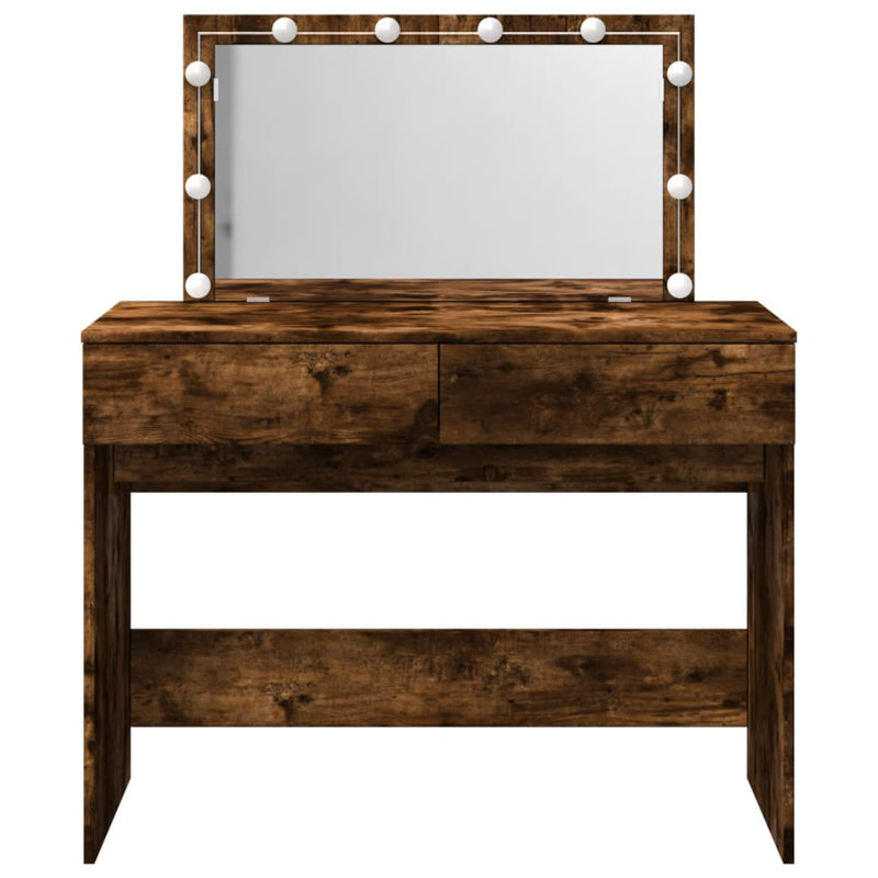 Dressing Table with Mirror, Smoked Oak