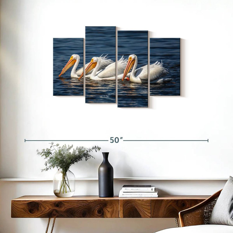 Bramic Ding Darling White Pelicans, H 22 po x l 36 po