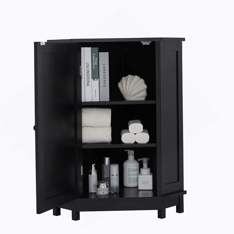Armoire de rangement noire en coin Triangle, H 31,4 po x l 17,5 po x P 17,5 po, Black