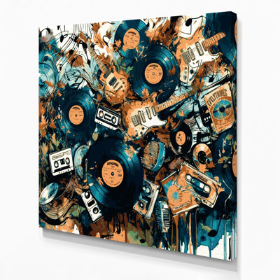 «Music Indie Music Vibes», art mural sur toile grise