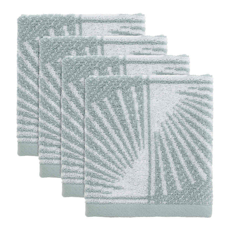 Kendall Aqua Blue and White Cotton Washcloth Set