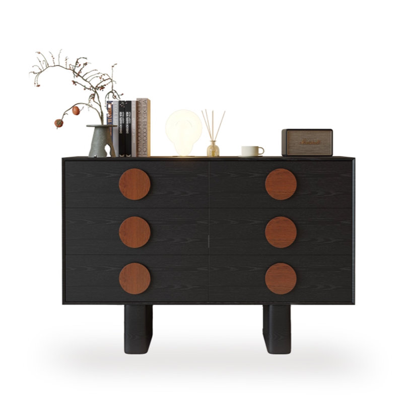 Armoire d'appoint en bois manufacturé noir massif