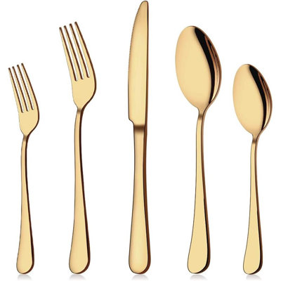 Gold Silverware Set For 8