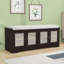 Banc de rangement rustique avec portes en rotin tissé, tablettes réglables et coussin amovible pour le vestibule-1117794408