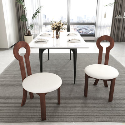 Rubber Solid Wood Dining Chair, Sheep Plush Dining Chair, Armless Dining Chair