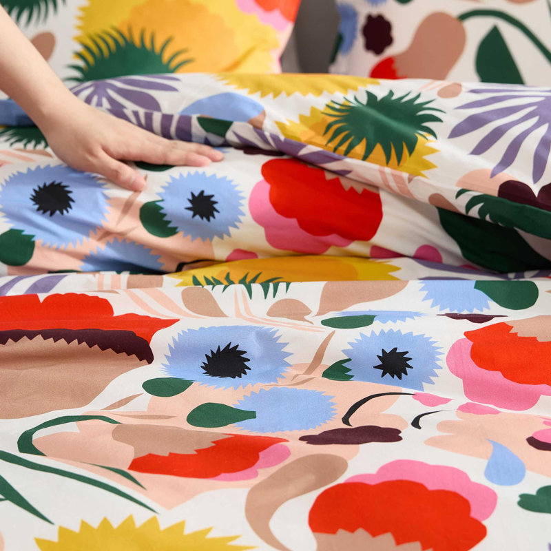 Marimekko Ojakellukka Cotton Duvet Cover Set, King Duvet Cover + 2 King Shams