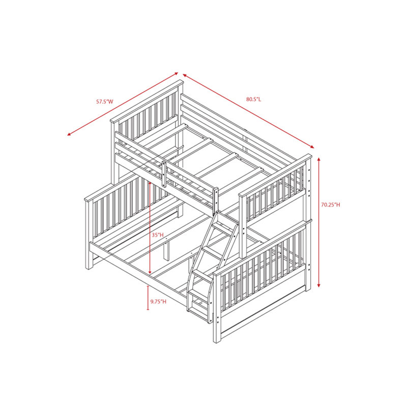 Aleta Twin Over Full Bunk Bed with Underneath Drawers